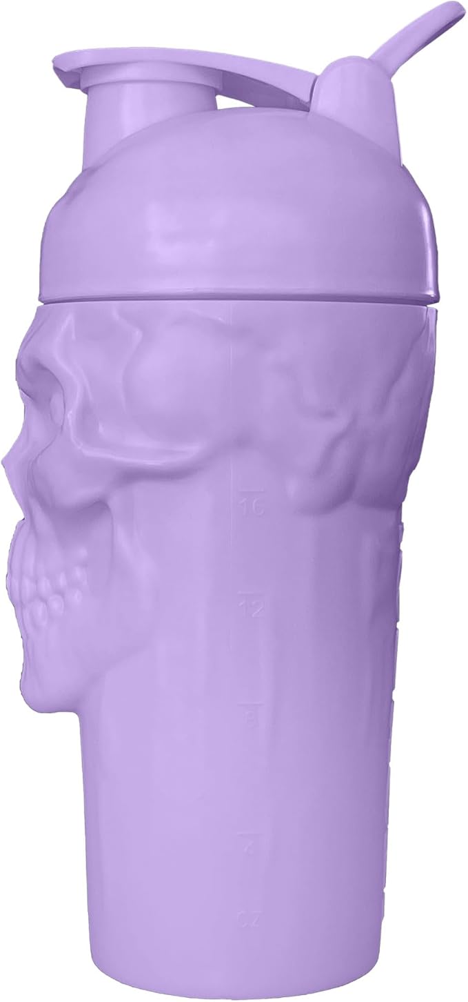JNX SPORTS The Curse! Skull Shaker Bottle, 24-Ounce, Lavender Limited Edition, Supplement Mixer with Classic Loop Top