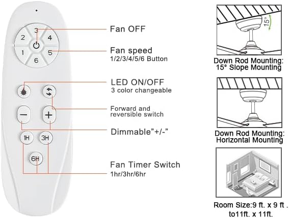 White Ceiling Fans with Lights,Modern 52-Inch Ceiling Fans DC Motor, Remote Control, 6-Speed Adjustable, Dimmable - Ideal for Living Room, Bedroom, Dining Room