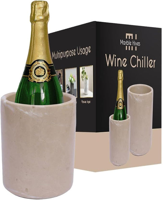 Marble Wine Chiller- Premium Wine Chiller Bucket- Perfect Wine Bottle Chiller- Keep Your Champagne Chiller and Safe- Easily Holds 750ml Bottle - Wine Cooler (Virona)