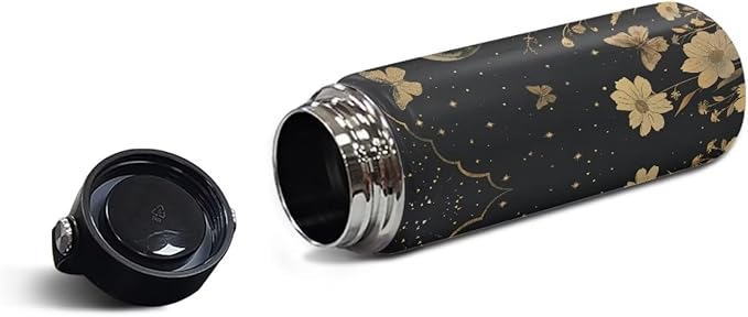 Moon Butterfly Insulated Water Bottle 20 Oz Stainless Steel Leak Proof Vacuum Easy to Clean Lightweight Keeps Cold and Hot Great for Travel Hiking Biking Running