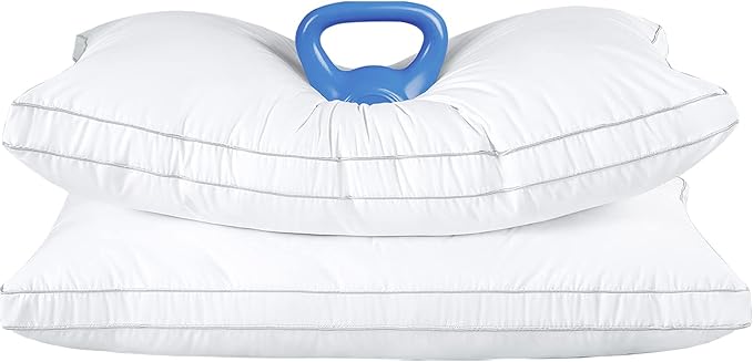 Standard/Queen Size Set of 2 - Adjustable Down Alternative Bed Pillows - Stomach, Luxury, Cooling Neck Pillow for Sleeping Back, and Side Sleepers (Queen (Pack of 2))