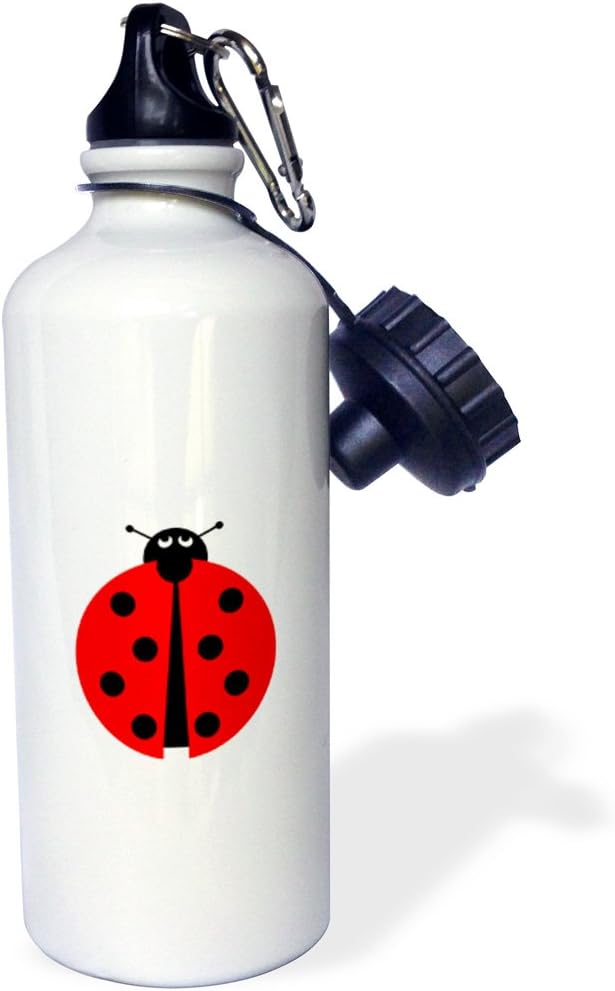 3dRose Ladybug Illustration On White Background Sports Water Bottle, 21Oz, Multicolored