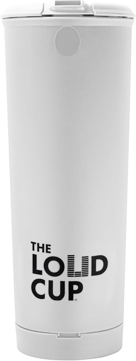 The LoudCup 20 oz Tumbler + Integrated Stadium Horn (Eagle White) - Reusable Water Bottle for Sports Fans - Worlds Loudest Cup for Noisy Fans on Game Day & Tailgating