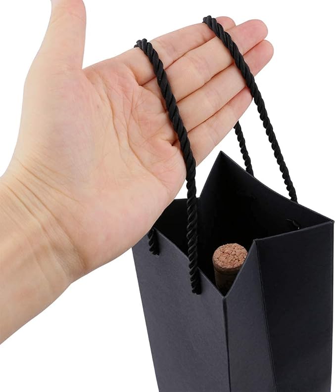 Sdootjewelry Black Wine Bags for Wine Bottles 20 Packs, 3.7 x 3.5 x 13.8 Wine Gift Bags Bulk Kraft Paper Wine Gift Bags with Handles