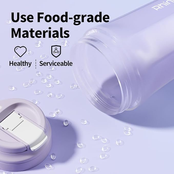 RhinoLife Premium Quality Motivational Blue Small Tiny Water Bottle with Straw Lid, BPA Free Tritan Plastic 18OZ (Moonlight Blue)