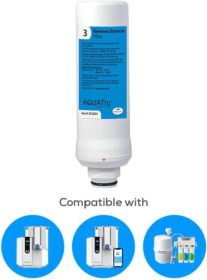 AquaTru - Replacement Reverse Osmosis Filter (Stage 3) for Countertop Reverse Osmosis Water Filter Purification System (AquaTru Classic, Connect & Under Sink AquaTru Water Purifier Filter)