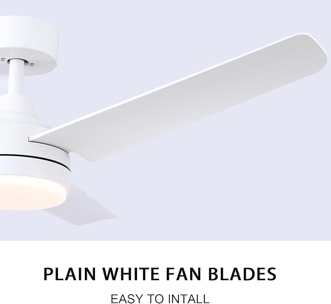 White Ceiling Fans with Lights,Modern 52-Inch Ceiling Fans DC Motor, Remote Control, 6-Speed Adjustable, Dimmable - Ideal for Living Room, Bedroom, Dining Room