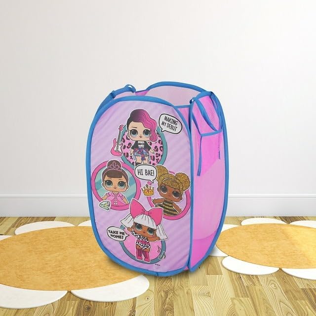 Idea Nuova LOL Surprise Pop Up Hamper, Pink with Durable Carry Handles, 21" H x 13.5" W X 13.5" L