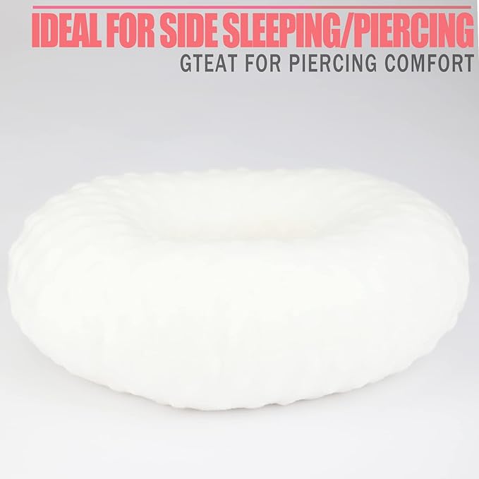 Ear Hole Piercing Pillows for Ear Pain Side Sleeping CNH Pillow Pressure Sore Pain Relief Ear Guard Protector Lifesaver Tinnitus Support Neck Head, Minky Dot White