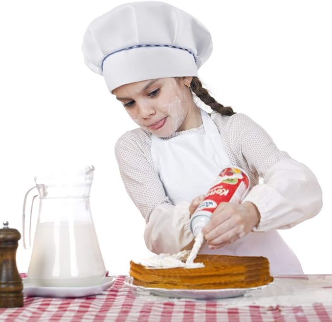 SUNLAND Kids Apron and Hat Set Children Chef Apron for Cooking Baking Painting