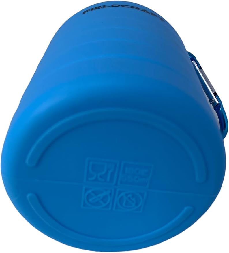 FIELDCRAFT Collapsible Silicone Water Bottle, BPA Free, Foldable, Leak Proof with Carabiner (Blue)