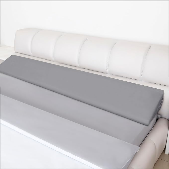 WdFour Bed Wedge pillow, close off Headboard, wall and Mattress Gap. incline, slanted sweat-proof pillow for neck and back pain relief anti-snoring for comfortable sleeping.(Gray,39Wx10Dx6H)