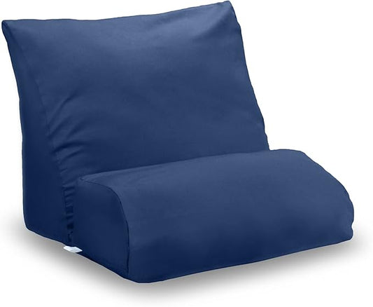 Contour Flip Pillow 10-in-1 Bed Wedge Body Support Pillow, King with Navy Blue Pillowcase Pillow Protector Cover