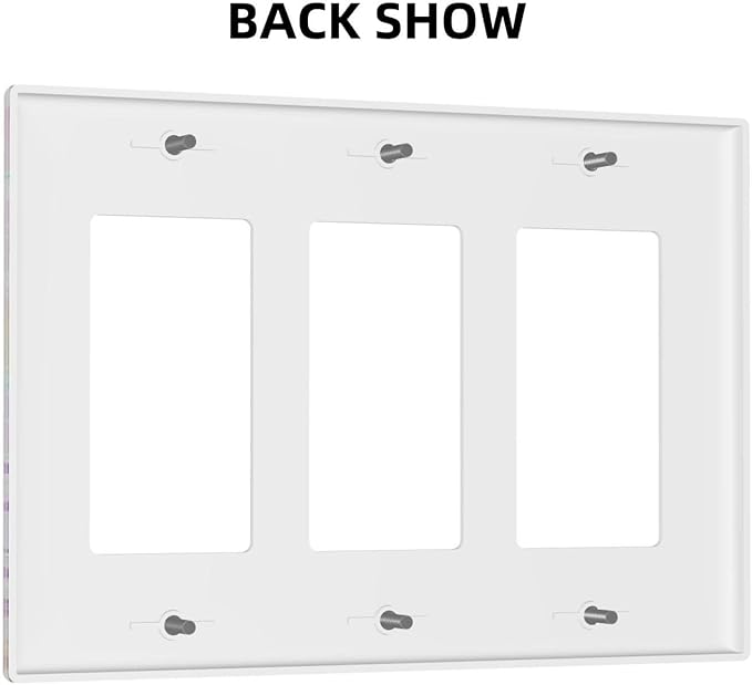 Silvery Glitter Cute Mermaid Tail Fantasy Castle 3 Gang Rocker Light Switch Covers Triple Outlet Wall Plate Decorative Switchplate Cover Faceplate GFCI for Kidroom Nursery Bedroom Kitchen Decor