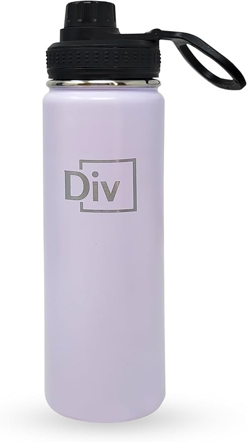 Sports Water Bottle - 22 oz., 3 lids, Stainless Steel Gym & Sports Water Bottle, Leak Proof, Double Walled, Insulated, Thermos Flask (White)