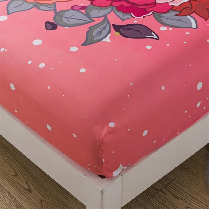 qjmiaofang Unicorn Sheets Queen Pink Unicorn Bedding Set 4Pieces Unicorn Bed Sheet Set with Rainbow and Flowers Bed Set Princess Unicorn Flat Sheet Set with 1 Flat Sheet 1 Fitted Sheet 2 Pillow Shams