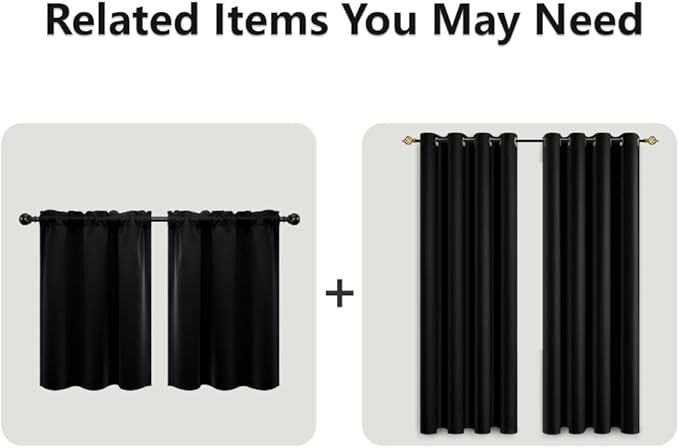 Mrs.Naturall Black Curtains 42x54 Inch Length for Living Room 2 Panels Blackout Room Darkening Curtain for Bedroom