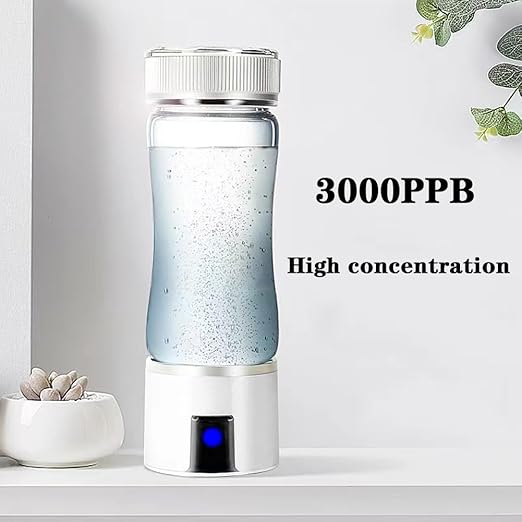 Hydrogen Water Bottle, 350ml 3000 ppb PEM SPE Technology Portable Hydrogen Water Ionizer Machine Essentials for Men Women, Rechargeable Hydrogen Water Generator for Home Office Travel