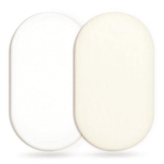 GRSSDER Stretchy Ultra Soft Fitted Bassinet Sheet 2 Pack, Universal Fit for Bassinets Baby Cradle Moses Basket Oval Rectangle Mattress Safe and Snug, Jersey Bassinet Sheets for Girls, Cream/White