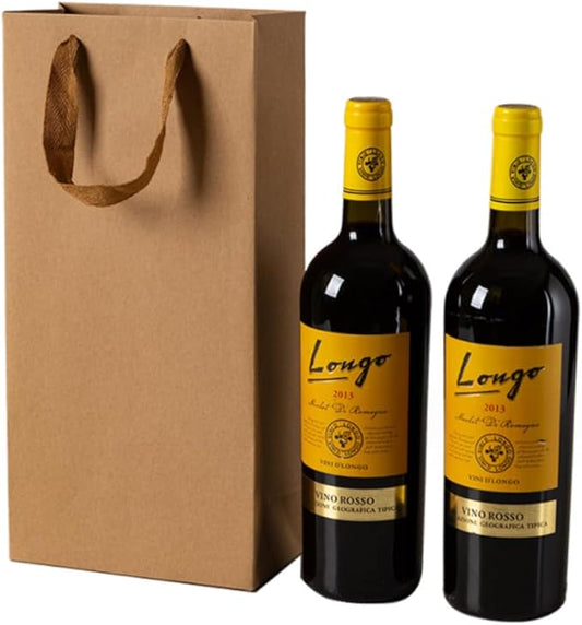 JPORSHU 10 Pack Wine Paper Bag,Wine Bottle Bags Bulk Reusable Gift Tote Bag Holds 2 bottles of wine，Kraft Paper Wine Bags with Handles，for Wedding Bottle Whiskey Spirits Party (kraft paper)