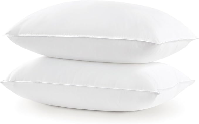 UNIKOME Hotel Collection Luxury Bed Pillows - 100% Cotton Queen Size Set of 2 Down Alternative Pillow Bedding Ultra Soft & Fluffy Pillow for Back, Stomach or Side Sleepers