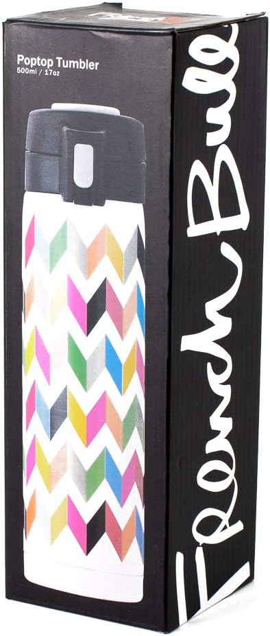 French Bull Double Wall Stainless Steel Vacuum Insulated Bottle, Travel Mug, Tumbler, Thermos, Flask with Easy Open Spill-Proof Lid, 17oz, Ziggy