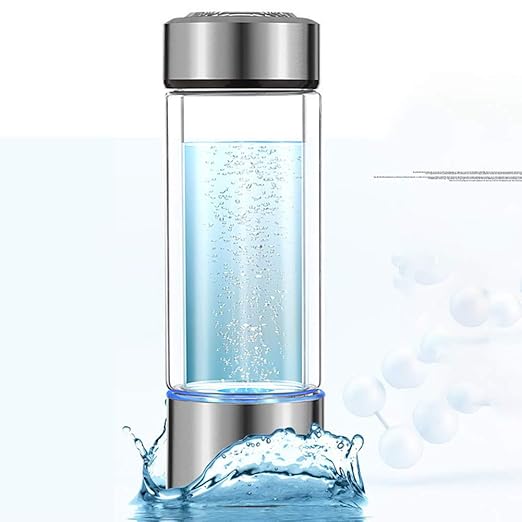 Hydrogen Water Bottle, Portable Hydrogen-Rich Water Maker Hydrogen Water Machine USB Rechargeable Hydrogen Water Glass 450ml(Silver)