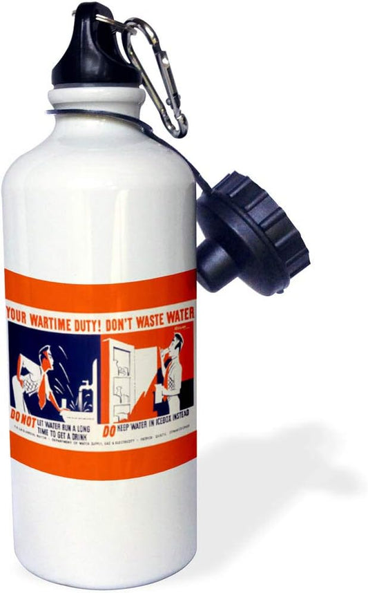 3dRose Wartime Duty Dont Waste Department Supply-Sports Water Bottle, 21oz , 21 oz, Multicolor