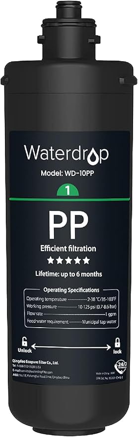 Waterdrop WD-10PP Under Sink Water Filter, Replacement for Waterdrop TSA & TSB &TSB-CM 3-stage Under Sink Water Filter System