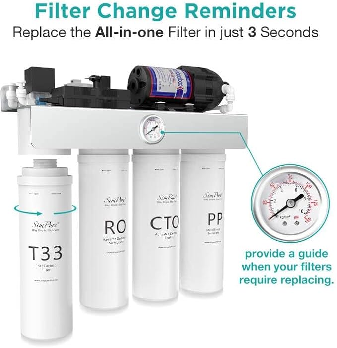 SimPure T1-400 Series CTO Filter Replacement Cartridge, 6 Months Replacement Cartridge (1 Pack)
