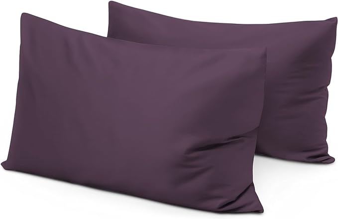 800 Thread Count 100% Egyptian Cotton Toddler Pillowcases Set of 2, Super Soft and Breathable Zipper Closer Travel Pillow Cases, 12x16 Inches, Plum Solid