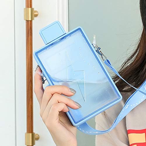 Blue Lightning Travel Water Bottle with Straw Birthday Gift Cup Picnic Cup Ice Travel Mug with Strap (lightning blue, 450 ml)