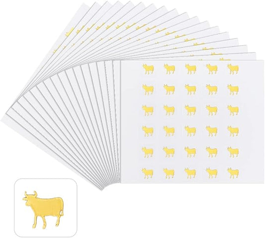 OLYCRAFT 2400pcs Beef Meal Stickers 0.4 inch Gold Cow Wedding Meal Stickers Food Choice Sticker Kitchen Stickers Wedding Meal Indicator Stickers Meal Choice Stickers for Place Card Wedding Supplies