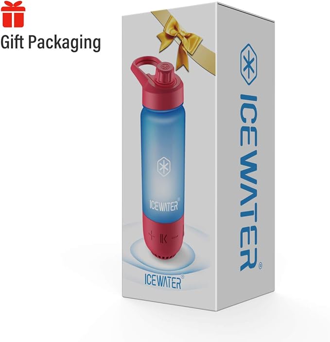 ICEWATER 3-in-1 Smart Water Bottle, Glows to Remind You to Keep Hydrated, Bluetooth Speaker & Dancing Lights, Plastic Water Bottle With Chug Lid, Great Birthday Gift (20 oz, Pink)