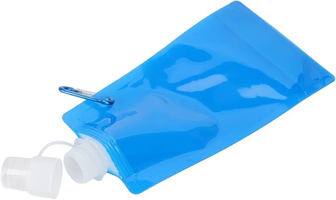 SWOQ Folding Drinking Water Bottle, Collapsible Water Bottles Blue 480ml 3pcs Ultralight for Camping for Cycling for Jogging