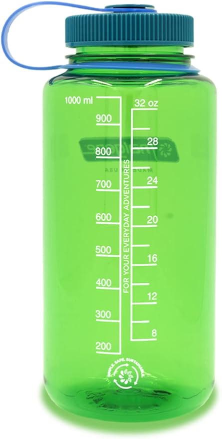 Nalgene Sustain Tritan BPA-Free Water Bottle Made with Material Derived from 50% Plastic Waste, 32 OZ, Wide Mouth, Parrott Green