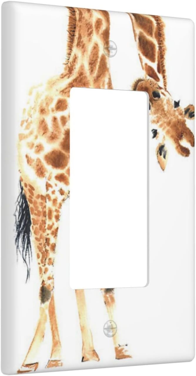 Wild Animal Watercolor Giraffe Light Switch Cover Decorative Single Rocker Plastic Wall Plate Outlet Cover for Women Girls Bedroom Kitchen Living Room Decor 4.5 * 2.76