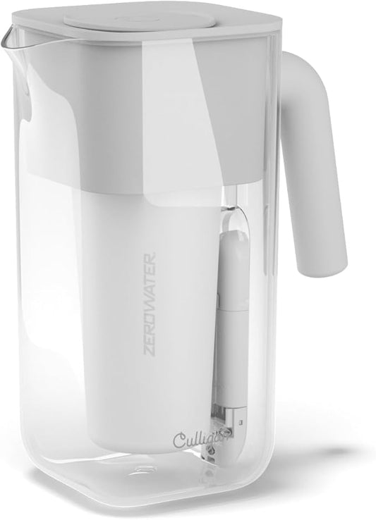 Culligan with ZeroWater Technology 7-Cup Water Filter Pitcher – Includes 5-Stage Advanced Water Filter, IAPMO Certified to Reduce Lead, Total PFAS (Forever Chemicals), Mercury, Fluoride, and Chlorine