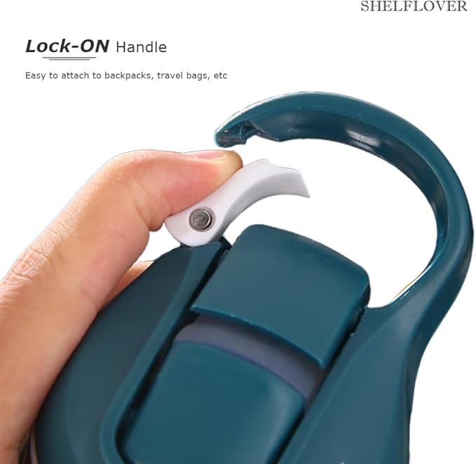 SHELFLOVER Dark Cyan Water Bottle With Narrow Straw, BPA FREE Clear Bottles With Handle One Hand Use Easy Carried, Flip Up, Suit School, Office, Gym, Office For Men, 32oz (1000ml)