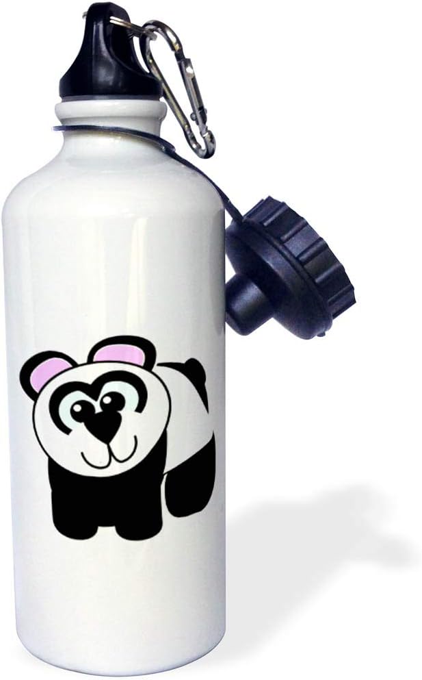 3dRose "Cute Goofkins Panda Cartoon Sports" Water Bottle, 21 oz, Natural