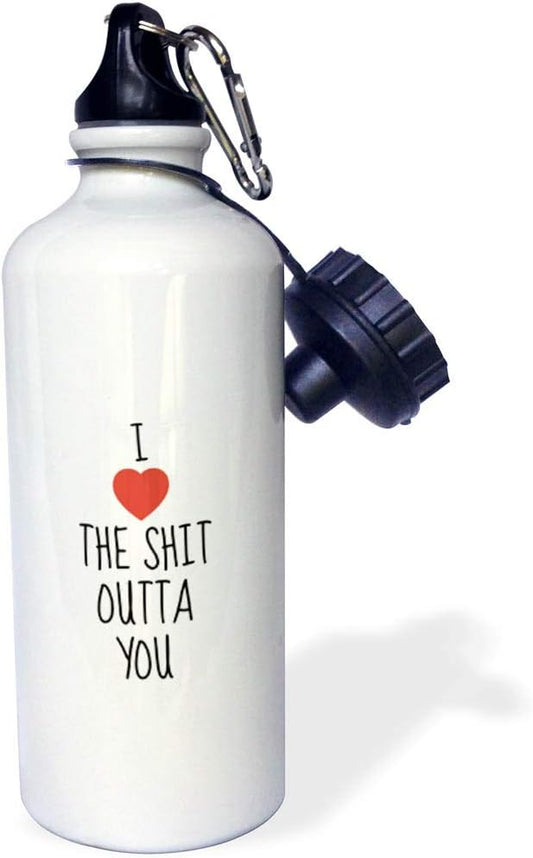 3dRose Love The Shit Outta You, Black Letters With A Picture Of A Heart-Sports Water Bottle, 21oz , 21 oz, Multicolored