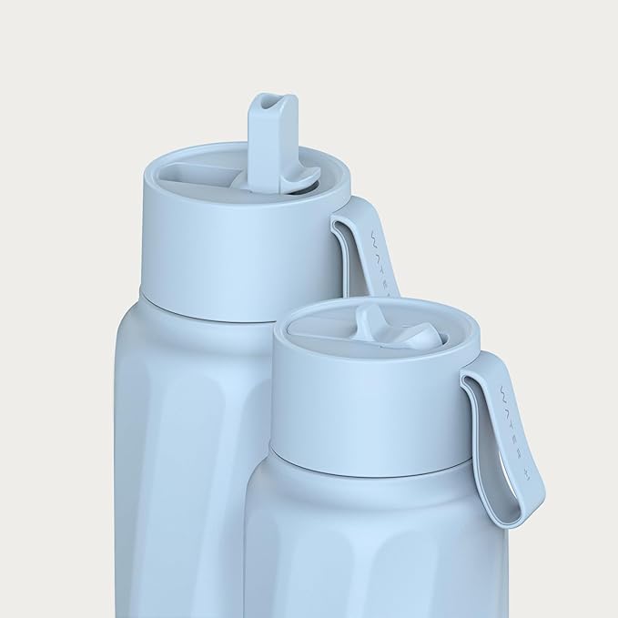 Insulated Smart Water Bottles with Straw, Intake Tracker, Water Safety Analyzer, LED Reminder, BPA Free, 18 oz Double Wall Vacuum Stainless Steel Thermos (Flip Lid + Straw, Ivory White)