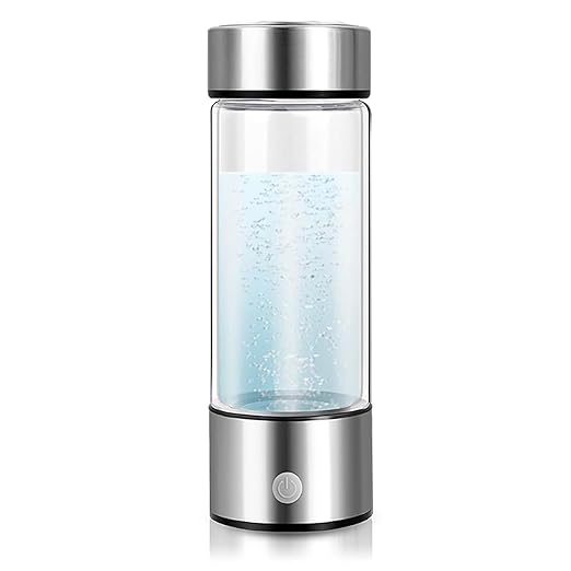 Hydrogen Water Bottle 14oz - Portable Hydrogen Water Ionizer Machine - Hydrogen Water Generator - Hydrogen Rich Water Glass Health Cup for Home Office Travel (1 Pack)