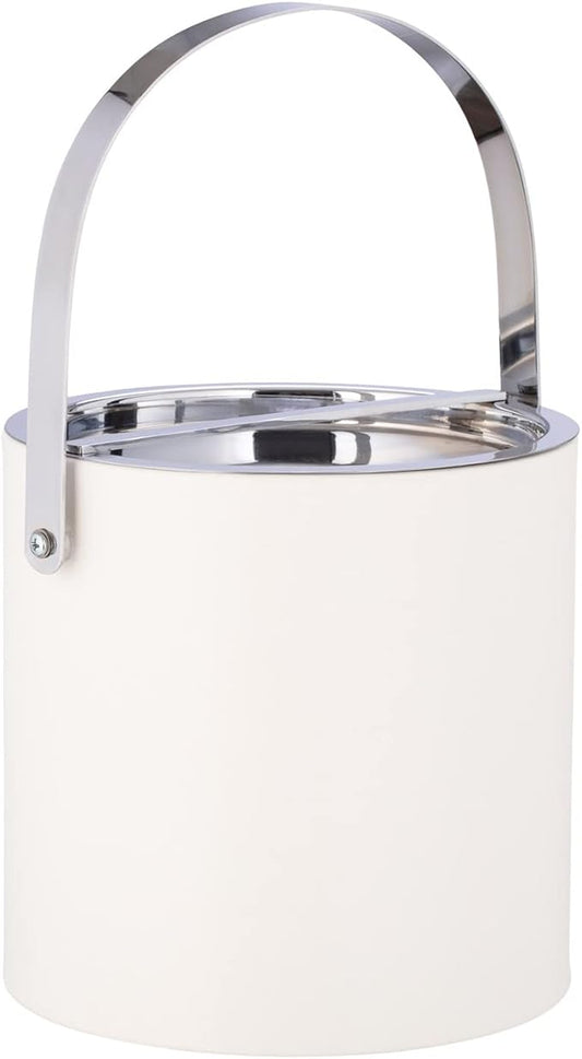 Kraftware 3qt Polished Chrome Arch Handle & Bridge Cover: White Manhattan 3 quart Ice Bucket, Small
