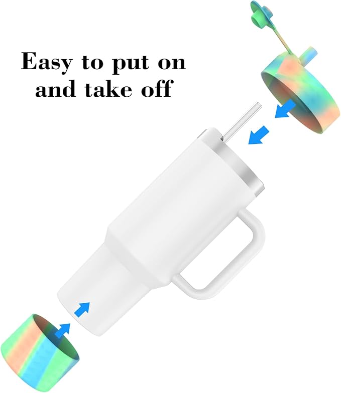 Protective Silicone Bottle Cover Set for Stanley Quencher H2.0 40 30 20 oz Tumbler with Handle & Iceflow, Anti-Scratch Cover Boot for Stanley Cup Accessories BPA Free (D)