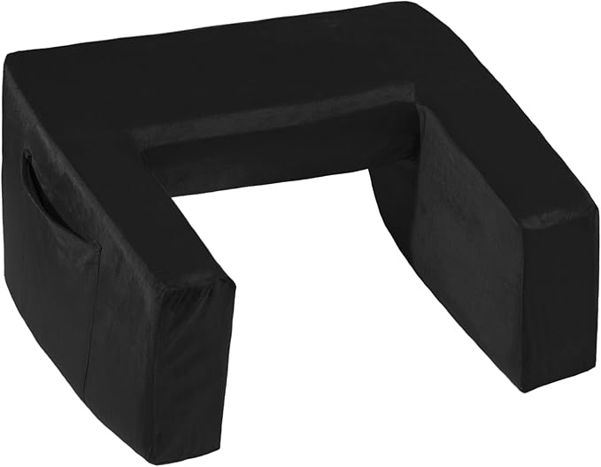 Homguava Reading Pillow Memory Lap Desk Foam Pillow for Adults Gaming Pillow Arm Rest Pillow for Reading, Crocheting, Gaming or Sitting in Bed (Black, Medium)