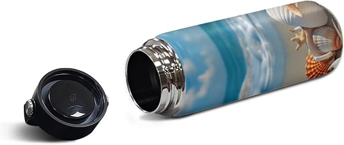 Beach Starfish Insulated Water Bottle for Women Men Stainless Steel Water Bottle with Handle Reusable Sports Water Bottle for Daily Use, Beach, Travel Cup Coffee Mug