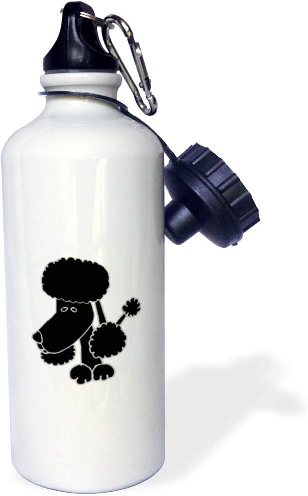 3dRose Funny Black Poodle Dog Cartoon-Sports Water Bottle, 21oz , 21 oz, Multicolor