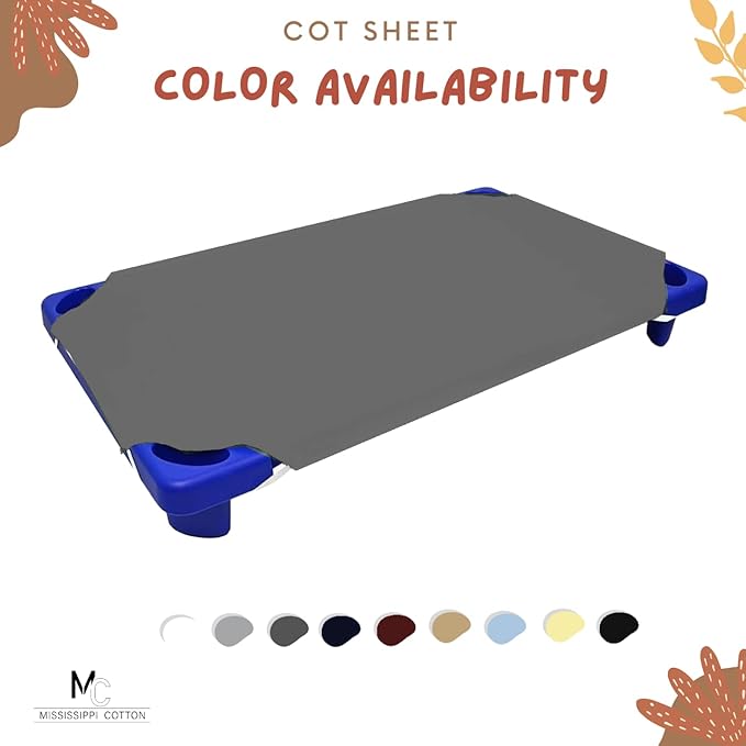 Pack of 24 Cot Sheet for Daycare Preschool Cot Bed -Polyblend Fabric with Corner Elastic Cots Sheets Fits On 22" X 40" Inches Size Toddler and Preschool Daycare Cot Dark Grey 22 X 40 Size