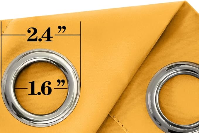 Mrs.Naturall Yellow Blackout Curtains 84 Inches Long for Living Room,Boho Room Darkening Curtains for Bedroom,Mustard Amarillas